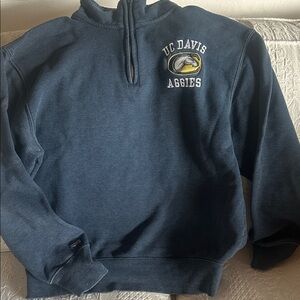 U C Davis vintage Jansport Men's Navy Zip-Up Sweater